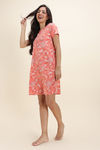 Zivame Knit Cotton Knee Length Nightdress With In Built Slip On Bra - Burnt Coral — thumbnail 3